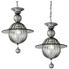 Pair Of Smokey Murano Glass Pendant Lights For Sale At 1stdibs