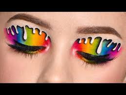 insram makeup dripping rainbow eye