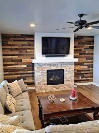 Reclaimed Wood Accent Wall Dark Rustic