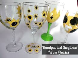 Hand Painted Sunflower Wine Glasses