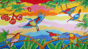 Mandala membantu menciptakan keseimbangan, gambar mewarnai . Cara Menggambar Burung Colibri Dengan Crayon Oil Pastel Youtube