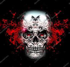 colorful evil skull stock photo by