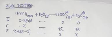 Formic Acid Hcooh Ionizes In Water