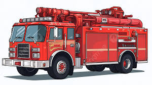 fire truck in cartoon style is shown