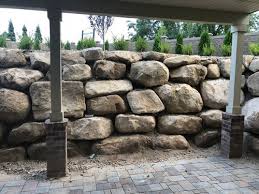 rocks in large rock retaining wall
