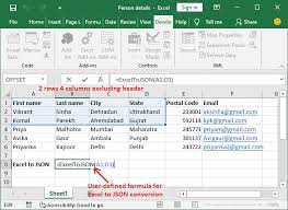convert excel to json using vba code