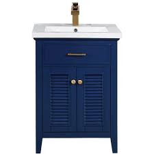 blue single sink bathroom vanity