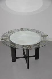 Vintage Round Glass Coffee Table With