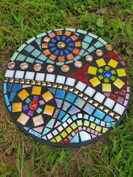 Round Colorful Mosaic Garden Stepping