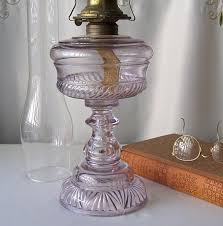 antique oil lamp purple glass rope