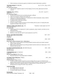 College Support Technician Resume Delightful It Support