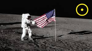 placing the american flag on the moon