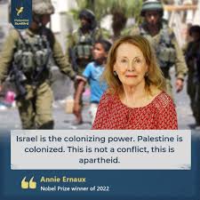 Olive Palestine - Annie Ernaux, the long-standing defender of the Palestine cause and BDS, won the Nobel Prize for Literature. | Facebook