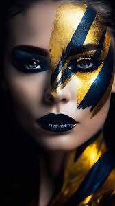gold makeup and black and gold paint