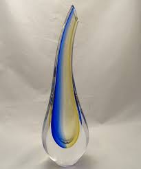 murano glass vase cobalt blue amber