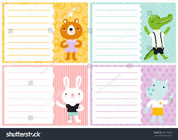 Cute Note Cards Kids Vector Templates Stock Vector Royalty Free