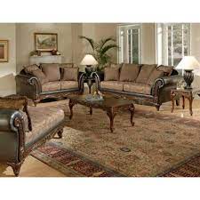 Traditional Woodfront Sofa Loveseat