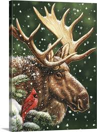 Winter Moose Wall Art Canvas Prints