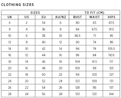 International Clothing Size Chart Measurements China Size
