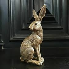 Golden Bunny Rabbit Statue Indoor