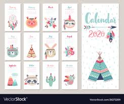 Calendar 2020 Cute Monthly Calendar With Forest
