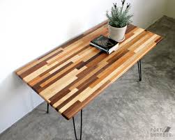 Mixed Wood Coffee Table Hairpin Legs Walnut Modern Furniture