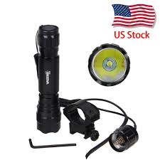 Tactical White Red Green Light Led Flashlight Torch Lamp Hunting Mount