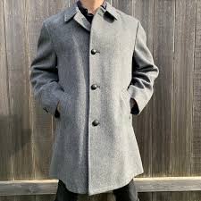 Grey Tweed Wool Pea Coat Jacket