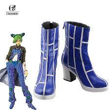 JoJo's Bizarre Adventure Jolyne Cujoh Cosplay Shoes Blue Boots High  Heel Shoes | eBay