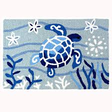 blue sea turtle throw rug accent rug