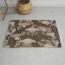 vine art deco bat and flowers rug by