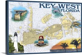 Key West Florida Nautical Chart Retro Travel Poster