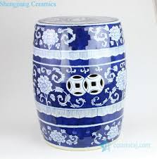 chinese porcelain garden stool blue and