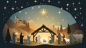 christmas nativity scene with three