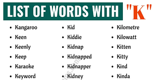 words that start with k list of 955
