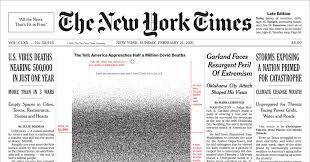 New York Times Depicts Total Covid Death Toll on Front Page - The New York  Times