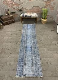 turkish rug 2x8 8ft blue runner rug