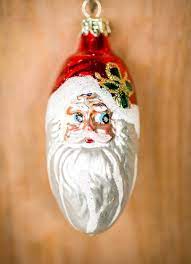Vintage Glass Santa Ornament