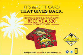 Check spelling or type a new query. California Pizza Kitchen 20 Bonus Gift Card With Purchase Of 100 Couponing For 4