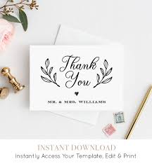 Thank You Card Template Printable Rustic Wedding Thank