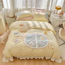 Cute Duckling Embroider Cotton Bedding