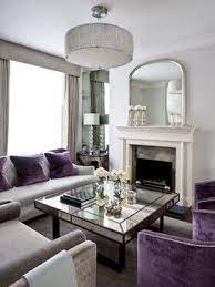 purple home decor living room grey