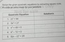 1 Solve The Given Quadratic Equations