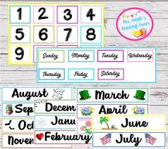 Neon Number Calendar Pocket Chart