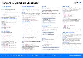 standard sql functions cheat sheet