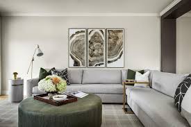 gray and green living room design