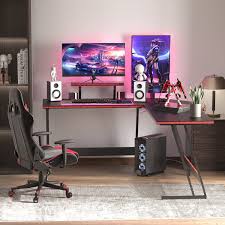 black 51 inch l shaped gaming desk