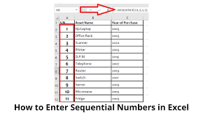 how to enter sequential numbers in