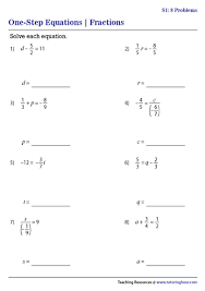 One Step Equations Involving Fractions