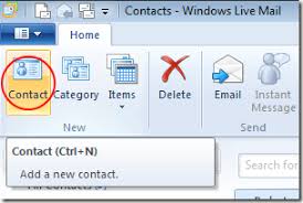 windows live mail address book